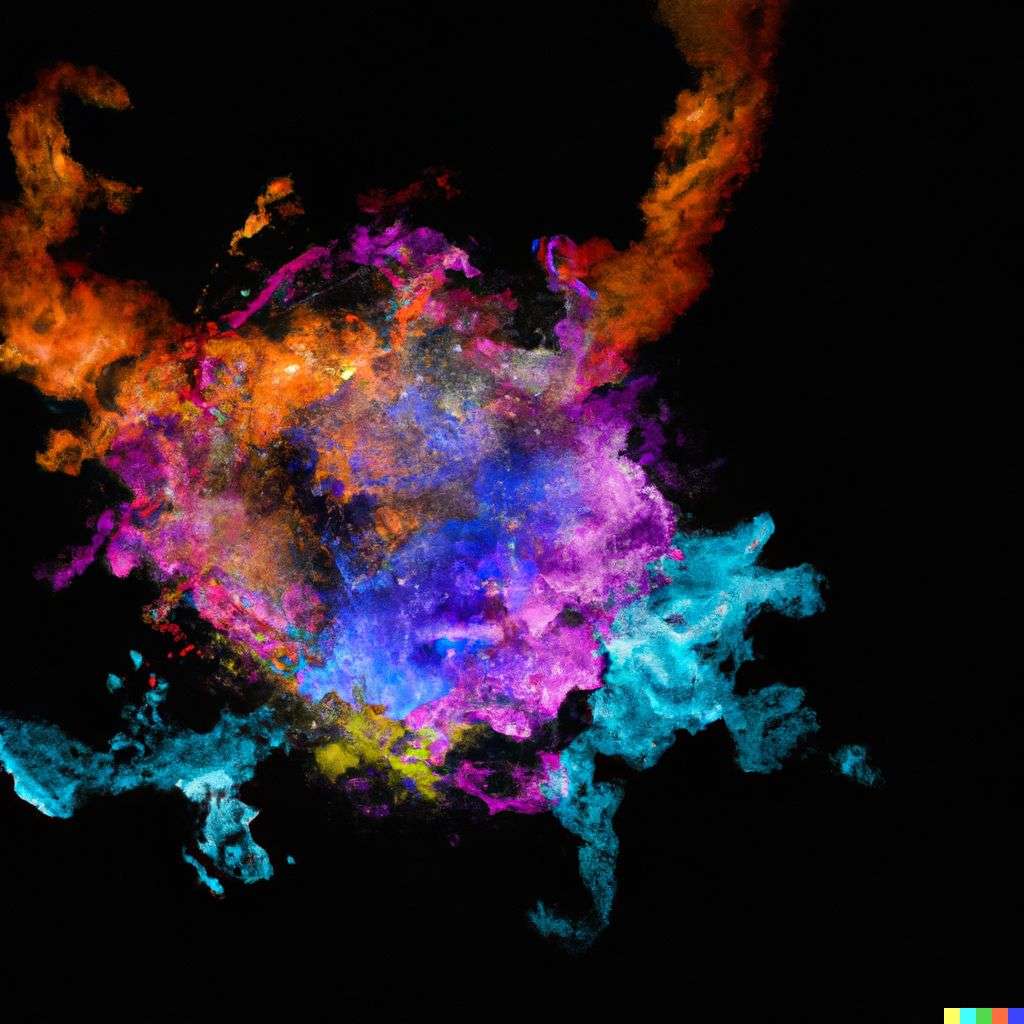 the discovery of gravity made of very detailed curling wispy glowing multicolored smoke, digital art, volumetric, 3D render, Octane render